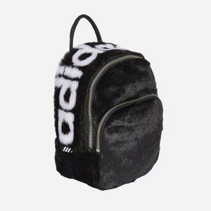 Adidas x Faux Fur Mini Backpack Black Purse Limited Edition